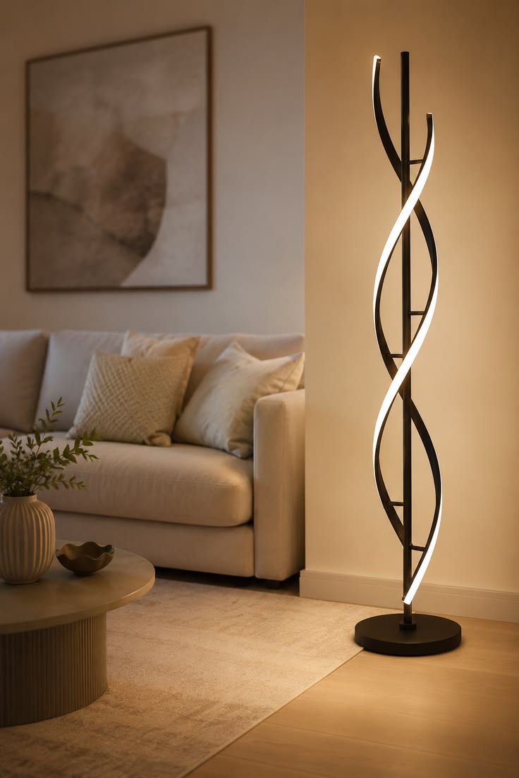 آباژور ایستاده مدرن LED مدل مارپیچ (چراغ کنار سالنی لاینر)