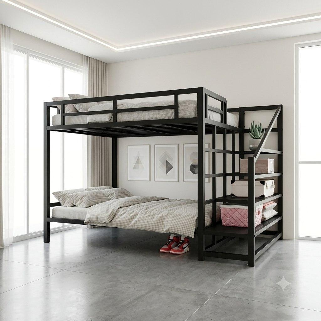 تخت خواب دو نفره فلزی با MDF
